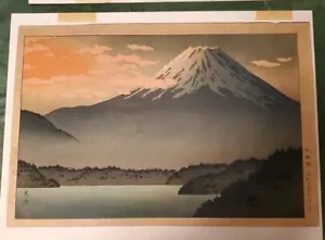 Japanischer Holzschnitt von Tsuchiya Koitsu Fuji vom Lake Motosu 1934 - Bild 1 von 6