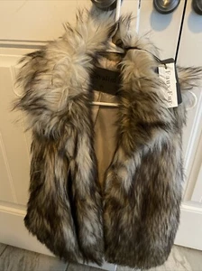 Ci Sono By Cavalini Brown Faux Fur Vest S Womens Sleeveless Lngth 25 - Picture 1 of 4