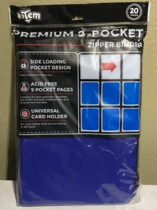Totem Premium 9 Pocket Zipper Card Binder Side Loading Acid Free Pages - Picture 1 of 2