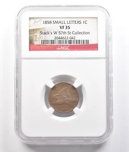 1858 Flying Eagle Cent Small Letters Stack's W 57th St Collection VF35 NGC *0802 - Picture 1 of 3