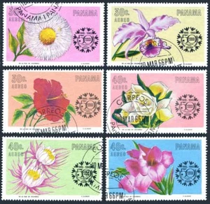 Panama C343-C348,used.Michel 856-861. Orchids,Hibiscus,Lily,Gladiolus.1966. - Picture 1 of 1
