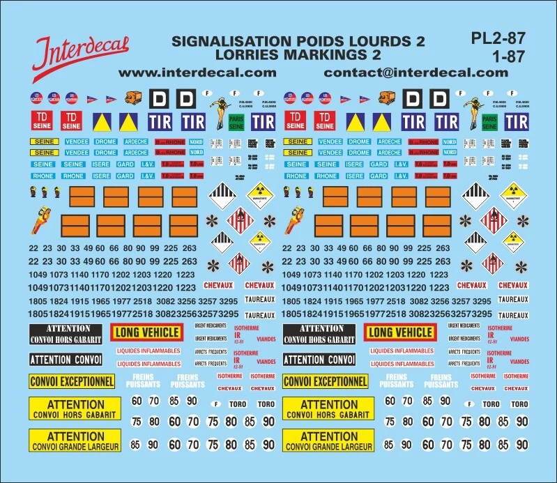 Signalisation poids lourds 2 1/87 Décalcomanies 70x70mm INTERDECAL - Photo 1/1