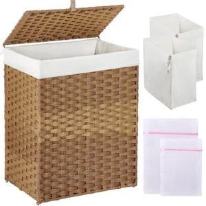 GREENSTELL Laundry Hamper with Lid, 90L Clothes Hamper with 2 Removable Liner... - Picture 1 of 7