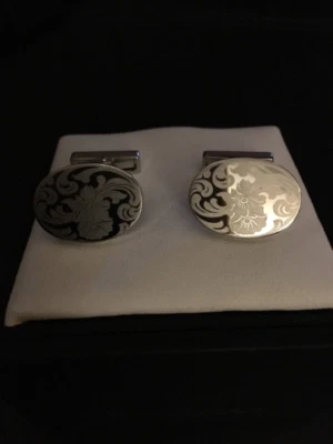 Kenneth Cole Laser Cut Oval Cufflinks - Image 1 of 2