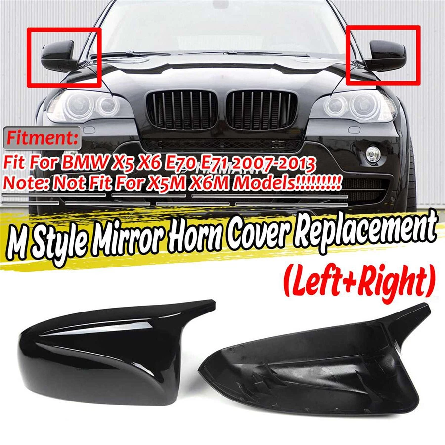 1 par de acabamento de tampa de espelho retrovisor preto brilhante para BMW X5 X6 E70 E71 2007-2013 - Imagem 1 de 4