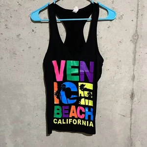 Venice Beach California Colorful Logo Black Racerback Sleeveless Tank Size Large - Picture 1 of 6