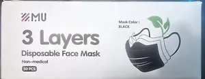 35 Pcs Black 3-Ply Face Mask Disposable Non Medical Surgical Earloop Mouth Cover - Picture 1 of 5