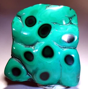 3" 7.8 oz Top Quality Polished Bull's Eye Malachite, Congo! M538 - Picture 1 of 4