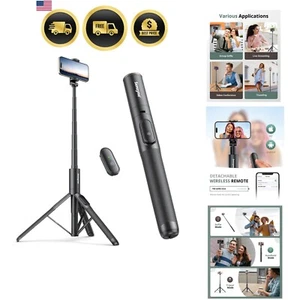Trépied Téléphone Selfie Stick 60 Pouces Tout en Un Support Télécommande Sans Fil - Photo 1 sur 8