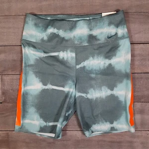 NIKE One Luxe Dri-FIT 7" Mid-Rise Printed Training Shorts Womens MEDIUM Blue - Picture 1 of 6