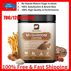 Mushroom Coffee Organic Lions Mane Immunity & Brain Booster 22/38/80 Servings - Picture 1 of 13