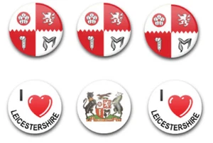 25 MM 1 ZOLL KNOPFABZEICHEN LEICESTERSHIRE X6 - Bild 1 von 1