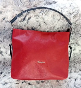 DAVID JONES Paris FAUX LEATHER Red TOP HANDLE Handbag - Picture 1 of 24