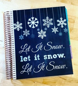 Let it Snow Chalkboard Xmas Front/Back Cover Set 4 use w Erin Condren Planner - Picture 1 of 4