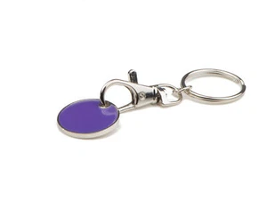 Metall Schlüsselanhänger mit Einkaufschip / Farbe: violett - Bild 1 von 2