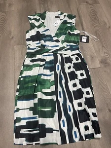 ELLEN TRACY Green Blue And Black Dress Size 6 - Picture 1 of 7