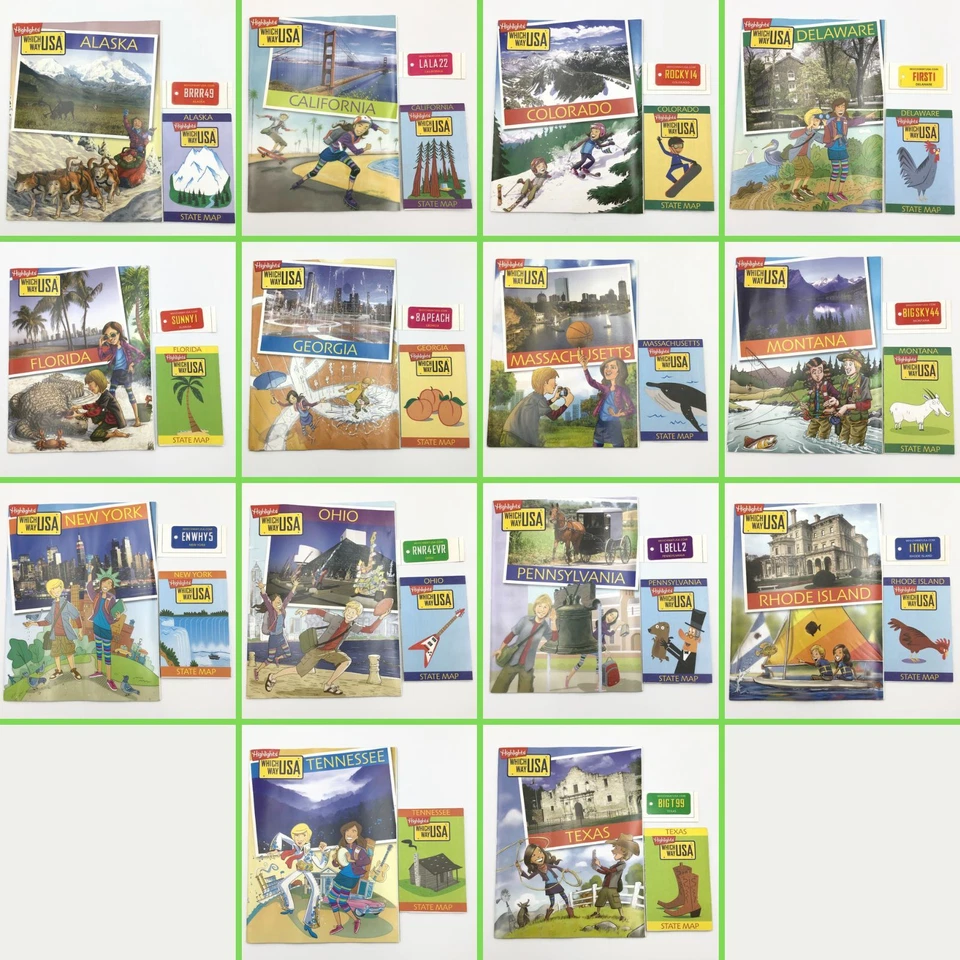 CHOOSE: Which Way USA Highlights Magazine State Book & Map Set License Plate Tag — 第 1/1 张图片