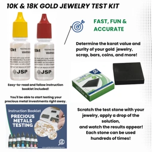 Gold Testing Kit 10k & 18k Solution Acid with Scratch Stone Test Detector Metals - Picture 1 of 10