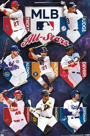 MLB BASEBALL SUPERSTARS 2023 22x34 Wall POSTER - Aaron Judge, Trout, Alonso, ++ Cover