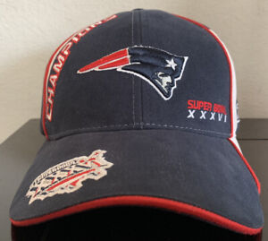 NFL Super Bowl 36 VTG. Reebok New England Patriots Champions Strapback Hat New