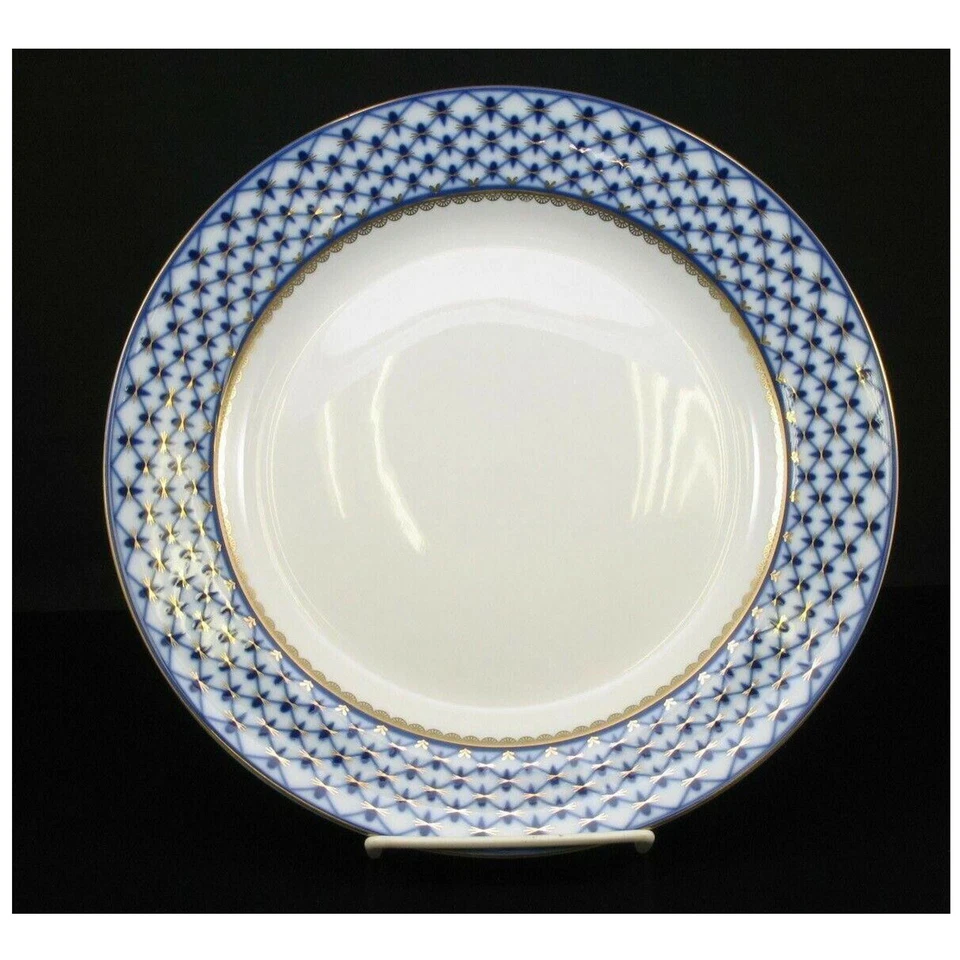 1 Russian Cobalt Blue Net Salad Plate 8" Saint Petersburg 24K Gold Bone China