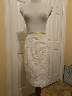 NWT POLECI High Waisted  White Lace Skirt Sz 4 $ 216 - Image 1 of 4