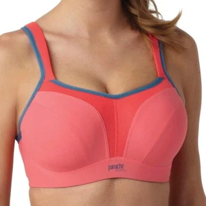 NWT Panache Sport 5021 Underwire J-Hook Convertible Bra - Coral/Grey - Picture 1 of 1
