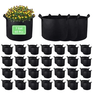 7 Gallon Garden Grow Bags, 60 Pack 7 Gal Planter Bags Fabric Pot Bags, Nonwov... - Picture 1 of 7