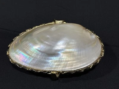 复古金色硬质保护壳 由珍珠母制成,形状为贝壳 4 英寸 — 第 1/4 张图片