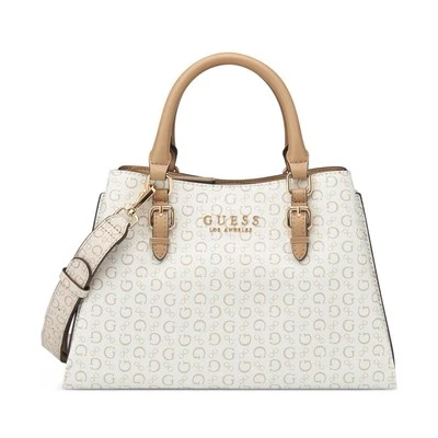 Bolso Bandolera GUESS Logo Barger Blanco Beige Cuero Sintético Bolso con Asa Nuevo con Etiquetas Foto 1 de 4