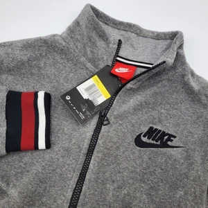 Nike Damen grau Frottee 1/4 Reißverschluss Trainingsjacke Oberteil mit Streifenbesatz Small - Bild 1 von 7