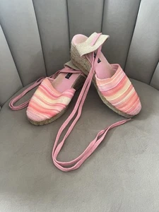 Picnic Wedges Gr. 38 Sandalen Rosa Espadrilles zum Schnüren Keilabsatz - Bild 1 von 5