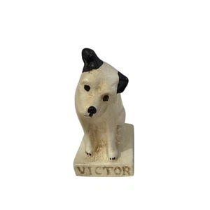 RCA Victor Nipper cane gesso resina cane pubblicitario con collare a V 4 pollici - Foto 1 di 6