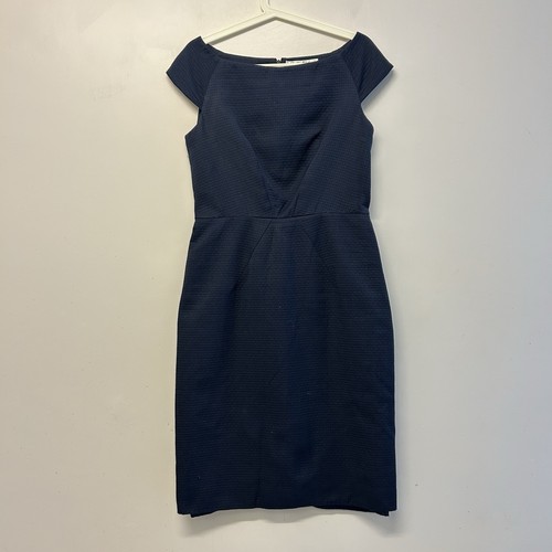 Abito donna Christian Dior Paris blu navy misto cotone seta taglia UK 12