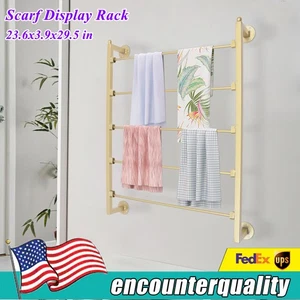 Wall Mount Scarf Display Stand Gold Bathroom Towel Rack Entryway Scarf Holder - Picture 1 of 11