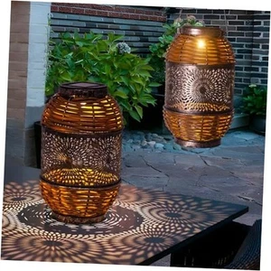 2 Pack Solar Lanterns Outdoor Hanging Waterproof,Rattan Solar Lights for - Picture 1 of 8