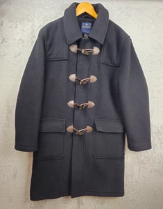 Brooks Brothers Duffle Coat Parka Men Medium Black Wool Blend Horn Toggle Button - Picture 1 of 11