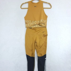Conjunto superior e inferior de entrenamiento Nike para mujer 7/8 CN9882-790 dorado cintura elástica pequeña - Imagen 1 de 16