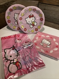 Hello Kitty Geburtstag Party Zubehör Teller, Servietten, Tischdecke 41 Teile - Bild 1 von 4