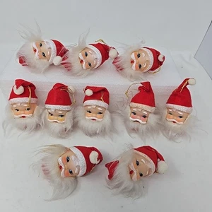 Set of 10 Vintage Santa Head Light Covers | 1960s Japan Christmas Ornaments - Picture 1 of 7