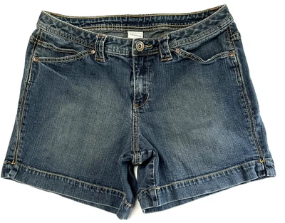 Venezia - Shorts feminino jeans lavagem escura fio dourado algemado - Tamanho 14 - Imagem 1 de 4