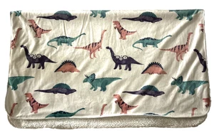 White Baby Dinosaur Blanket Plush Sherpa Purple Pink Green Dino 30x40 Lovey Girl - Picture 1 of 3