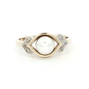9ct Gold Pearl and Diamond Ring - Picture 1 of 3