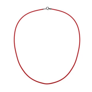 Collana semplice 1,5 mm corda in gomma rossa con chiusura in argento sterling - Foto 1 di 3