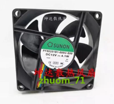 1PC SUNON PF80251B1-000U-S99 12V 4.1W 8025 8cm 4-wire cooling fan - Image 1 of 2