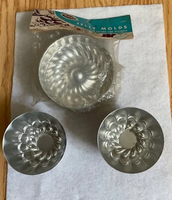 Lote de 4 y 8 moldes de gelatina de aluminio Mirro para postres pequeños moldes de metal sin marca Foto 1 de 4