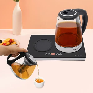 Doppelflammiger 2 Elektrischer Glas Wasserkocher 1.8L Wasserkocher+1L Teekanne - Bild 1 von 21