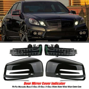 Pair Door Mirror Cover Cap w/ LED Turn Signals For Mercedes-Benz W212 W204 W221 - Picture 1 of 12