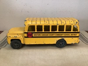 Vintage 1960s Toy Hubley Yellow School Bus Western Dubuque Schools Epworth Iowa - Picture 1 of 7