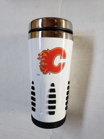 Calgary Flames NHL Hockey Metal Stainless Hot Cold Beverage Tumbler WHT Cover